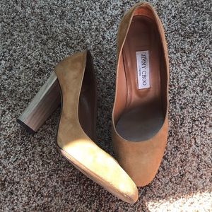 Jimmy Choo suede tan pumps size 38 1/2